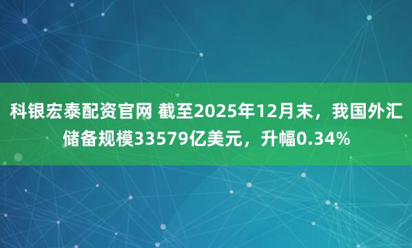 科银宏泰配资官网 截至2025年12月末，我国外汇储备规模33579亿美元，升幅0.34%